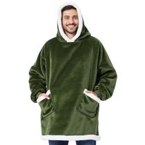 Manta com capuz Bedsure Sherpa Fleece para adultos e crianças Olive