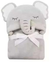 Manta Com Capuz Elefante Cinza