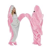 Manta Com Capuz Feminina De Estampa Xadrez De Tubarão, Macia E Fofa, Quente, Confortável, Tipo Robe