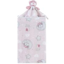 Manta com Naninha Flannel Estampada para Bebê 75x100