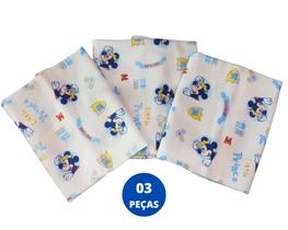 Manta cueiro 100% algodão c/ 03-unid disney-minasrey