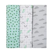 Manta Cueiro Flanelado Composê 100% Algodão 80X50CM Bebê Menina Menino - Kit 3 Unidades