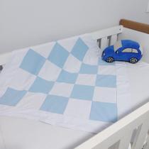 Manta Cueiro para Bebê Malha Dupla 100% Algodão Patchwork Branca e Azul Arrumadinho Enxovais