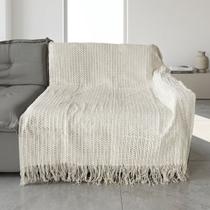 Manta de Croche para Sofá Grande Retrátil 2,70x2,50 de Algodão Capa de Sofa e Cama de Casal King Cor:Terracota