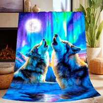 Manta de flanela de lã supermacia MWLGTER Wolf 125x100cm Manta de flanela de lã supermacia MWLGTER Wolf 125x100cm