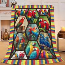 Manta de flanela Fuzawet Parrot Bird Macaw 100x125cm Manta de flanela Fuzawet Parrot Bird Macaw 100x125cm