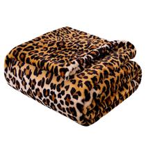 Manta de lã de flanela Vessia Leopard com estampa de 290GSM