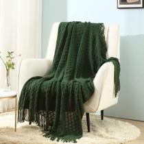 Manta de Lana Decorativa CREVENT Tejida 127x152 cm Verde Bosque