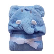 Manta De Microfibra Baby Jolitex Com Capuz De Elefante Azul Manta De Microfibra Baby Jolitex Com Capuz De Elefante Azul