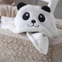 manta de microfibra baby jolitex com capuz de urso panda branco