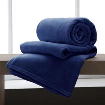 Manta De Microfibra Casal Cobertor 180x220cm Azul Marinho