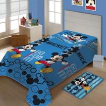 Manta de Microfibra Fun Solteiro Infantil Mickey Fun Azul Jolitex