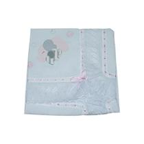 Manta de Piquet com Lasie 100% Algodão - Elefante Chevron Rosa