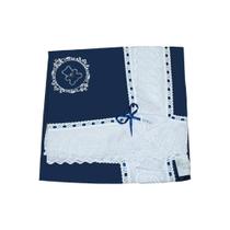 Manta de Piquet com Lasie 100% Algodão - Urso Arabesco Marinho