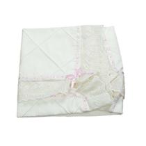 Manta de Piquet Nervura com Lasie - Floral Rosa