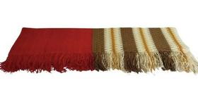 Manta De Renda - Fios De Algodão - Bege/vermelho 2,60x2,30m