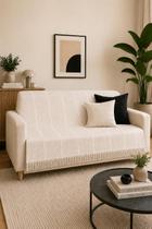 Manta De Sofá Com Franja Natture 2,00mx2,20m Decorativa Luxo Cor:Cru Manta De Sofá Com Franja Natture 2,00mx2,20m Decorativa Luxo Cor:Cru