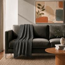 Manta de Sofá Dohler Marrocos 100% Algodão Com Franjas 150 x 210 cm Cinza Chumbo - Manta de Sofá Dohler Marrocos 100% Algodão Com Franjas 150 x 210 cm Cinza Chumbo -