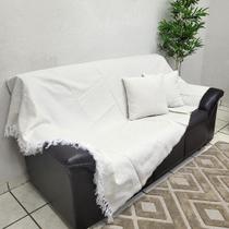 Manta de Sofá E Cama Decorativa Xale 1,40x1,70m + 2 Capas de Almofada Caribe