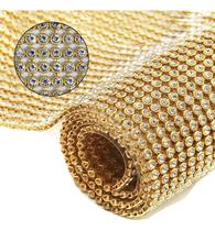 Manta de Strass Original 20 fileiras Para Artesanato Chinelo Dourada Prata