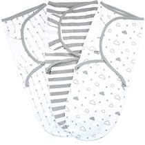 Manta de Swaddle bebê, saco de dormir fácil swaddle, envoltório de swaddle ajustável, swaddles infantil e recém-nascido, babies boy girl (0-3 mês), 3 pack algodão orgânico, cinza