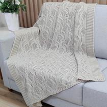 Manta de Trico Decorativa Xale Protetora Sofa 120x150cm Usufruto Tricot g5