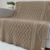 Manta de Tricô Para Sofá Poltrona Cobertor Cama Malha Encorpada 150x90cm Usufruto Decoração Sala S05