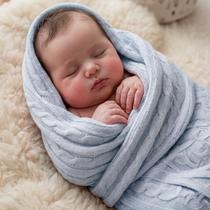Manta de Tricot para Bebê Menino Menina Quentinha Frio Inverno 01 Peça