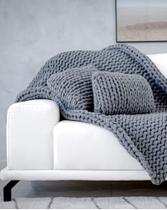 Manta Decorativa Maxi Tricot Medida 120 x100 cor Cinza Chumbo Manta Decorativa Maxi Tricot Medida 120 x100 cor Cinza Chumbo