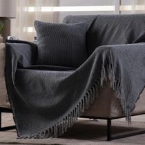 Manta Decorativa Para Sofá Boho Hebrom Cinza Preta Manta Decorativa Para Sofá Boho Hebrom Cinza Preta
