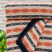 Manta Diamante Super King 100% Algodão 260X250 Listra Terracota/Preto