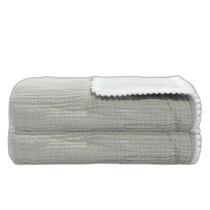 Manta Donna Laço Bebê Gaze Poms 75X100Cm Bege/Branco Manta Donna Laço Bebê Gaze Poms 75X100Cm Bege/Branco