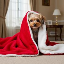 Manta Dupla Face Pet: Sherpa Quente + Soft Confor - Vermelho