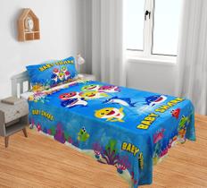 Manta E Fronha Baby Shark Menino Cobertor Fleece Solteiro 2pç MS-BS1