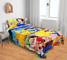 Manta E Fronha Branca de Neve Cobertor Fleece Solteiro 2pç MS-BN1