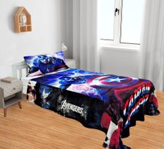 Manta E Fronha Capitão América Cobertor Fleece Solteiro 2pç MS-CA1