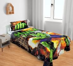 Manta E Fronha Hulk Cobertor Fleece Solteiro 2pç MS-HL1