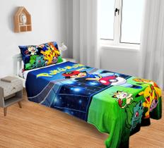Manta E Fronha Pokemon Cobertor Fleece Solteiro 2pç MS-PO1