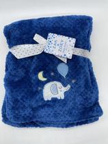 Manta em Microfleece Azul com aplique de Elefantinho 76x91cm