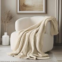 Manta EVERGRACEHOME em Malha Chenille Grossa 127x152 cm Bege Manta EVERGRACEHOME em Malha Chenille Grossa 127x152 cm Bege