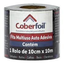 Manta Fita Autocolante 10cm x 10mts Asfáltica Cobertura Calhas Tapa Furos Vedação Telhado Telhas Rufos Contra Goteiras Umidade Residencial Industrial