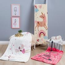 Manta Flannel Estampada Infantil Bouti Kids Solteiro - Bailarina Manta Flannel Estampada Infantil Bouti Kids Solteiro - Bailarina