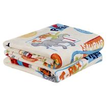 Manta Flannel Estampada Infantil Bouti Kids Solteiro - Dino