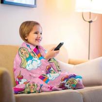 Manta Fleece de Sofá Solteiro Estampada Barbie Reinos Mágicos - Lepper