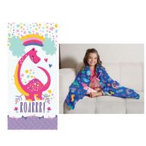 Manta Fleece de Sofã Solteiro Magic Dino + Toalha Infantil Felpuda Estampada Magic Dino