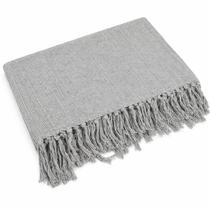 Manta Gigante Algodão 100% Cinza Neblina 2,40x1,80m Franjas Manuais