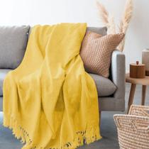 Manta Gigante Para Sofá Cores Lisa Decoração Luxuosa Amarelo