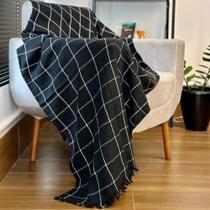Manta Gigante Sofá 240X180 Algodão P - Xadrez Preto E Branco