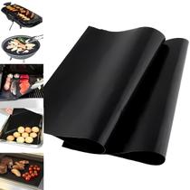 Manta Grill Para Churrasco Chapa Grelha Antiaderente Lisa 40x33cm Viagem Cozinha Não Gruda Forno
