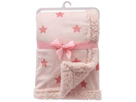 Manta Infantil Berço Dupla face 100% Poliéster Buba Estrelinhas Rosa